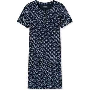 SCHIESSER - Uncover - Nachthemd - Donkerblauw/Wit - Korte Mouwen - Bloemenprint