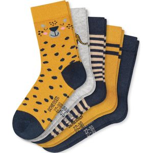 SCHIESSER - Tiger - Sokken - Oker-Grijsblauw - Set van 5