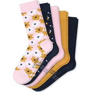 SCHIESSER - Sokken - Oranje/Rosa/Zwart - Jersey - 5 Pack