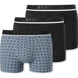 Schiesser boxershorts 95/5 zwart-print 3-pack