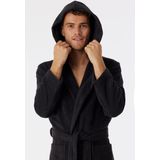 SCHIESSER - Essentials - Badjas - Antraciet - 100 cm, met capuchon en sjaalkraag