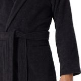 SCHIESSER - Essentials - Badjas - Antraciet - 100 cm, met capuchon en sjaalkraag