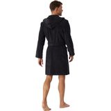 SCHIESSER - Essentials - Badjas - Antraciet - 100 cm, met capuchon en sjaalkraag