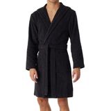 SCHIESSER - Essentials - Badjas - Antraciet - 100 cm, met capuchon en sjaalkraag