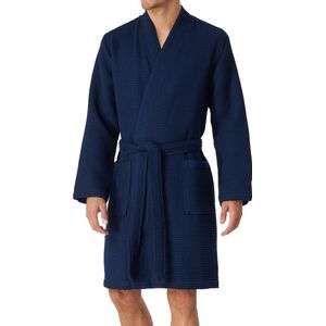 SCHIESSER Badjas - Donkerblauw Wafelpique voor Heren