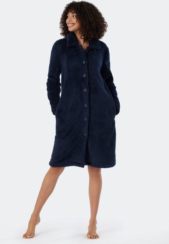 Schiesser - Essentials - Badjas - Dark Blue - 100% Polyester