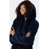 Schiesser - Essentials - Badjas - Donkerblauw - 100% Polyester, Korte Kamerjas van Teddyfleece