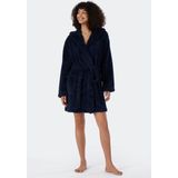 Schiesser - Essentials - Badjas - Donkerblauw - 100% Polyester, Korte Kamerjas van Teddyfleece