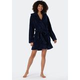 Schiesser - Essentials - Badjas - Donkerblauw - 100% Polyester, Korte Kamerjas van Teddyfleece