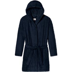 Schiesser - Essentials - Badjas - Donkerblauw - 100% Polyester, Korte Kamerjas van Teddyfleece