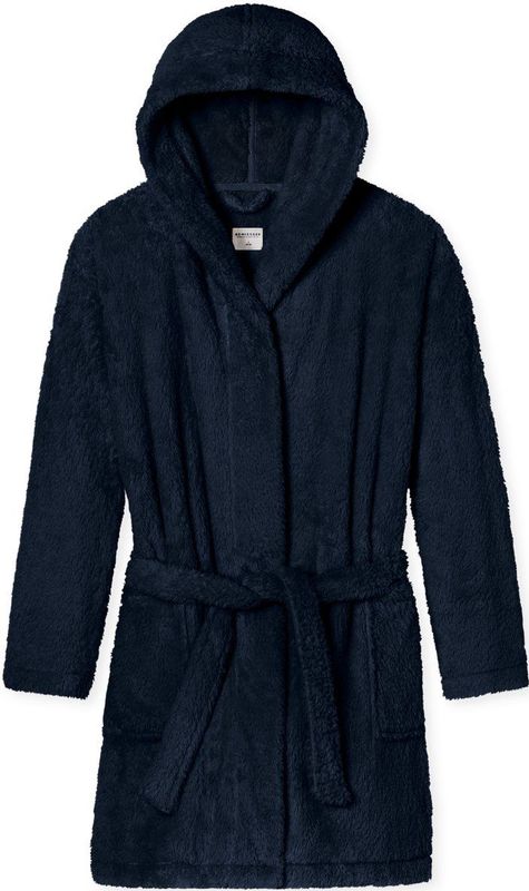 Schiesser - Essentials - Badjas - Donkerblauw - 100% Polyester, Korte Kamerjas van Teddyfleece