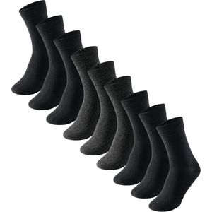SCHIESSER - Sokken - Zwart en Antraciet Gemêleerd - 9-pack - Heren