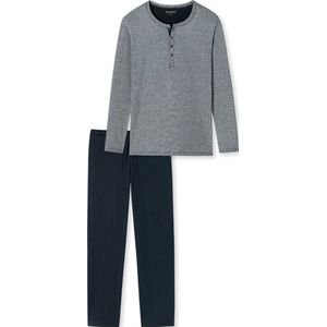 Schiesser - 159630 - Pyjama - Blauw - 100% Katoen - Serafinokraag