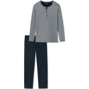 Schiesser - 159630 - Pyjama - Blauw - 100% Katoen - Serafinokraag