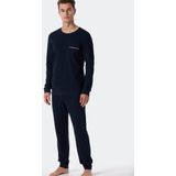 SCHIESSER - Fine Interlock - Heren Pyjama Set - Donkerblauw - Lange Broek en Shirt met Lange Mouwen