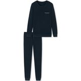SCHIESSER - Fine Interlock - Heren Pyjama Set - Donkerblauw - Lange Broek en Shirt met Lange Mouwen