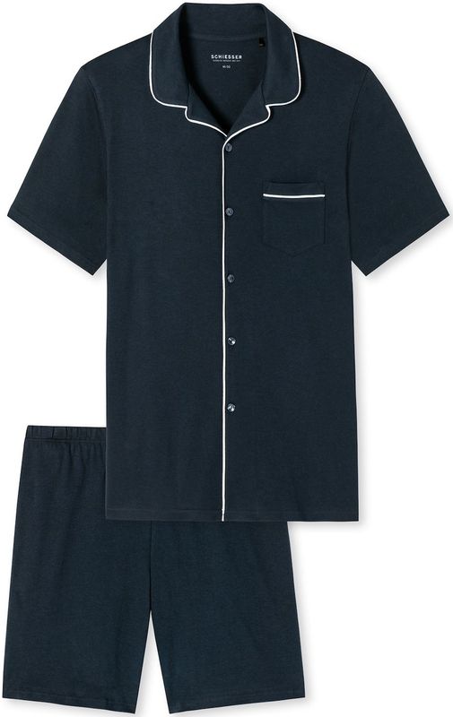 SCHIESSER - Fine Interlock - Heren Shortama - Donkerblauw - Interlock
