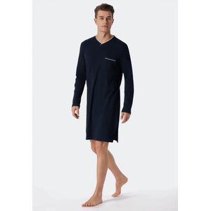 Schiesser Nachthemd Donkerblauw Lange Mouw Katoen