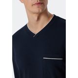 SCHIESSER Fine Interlock - Nachthemd - Donkerblauw - Lange Mouwen - Interlock