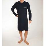 SCHIESSER Fine Interlock - Nachthemd - Donkerblauw - Lange Mouwen - Interlock