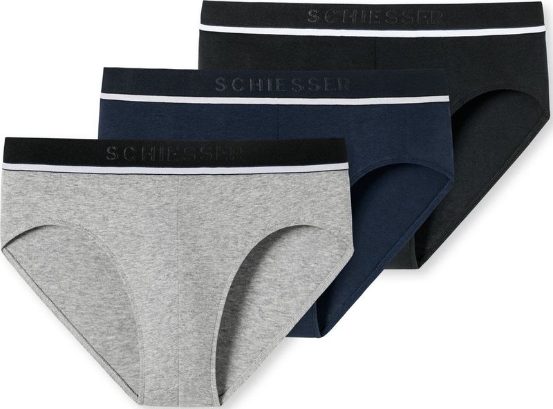 Schiesser 95/5 Organic Heren Rio Slip - 3 Pack - Zwart - Katoen