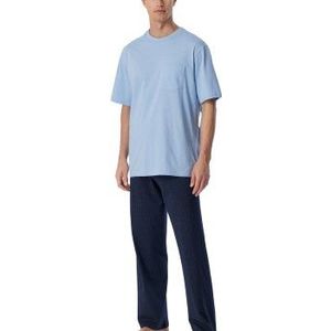 Schiesser - Heren Pyjama - Korte Mouw - Blauw - 100% Katoen