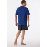SCHIESSER - Comfort Nightwear - Heren Shortama - Marineblauw - Biologisch Katoen