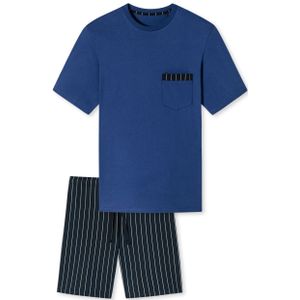 SCHIESSER - Comfort Nightwear - Heren Shortama - Marineblauw - Biologisch Katoen