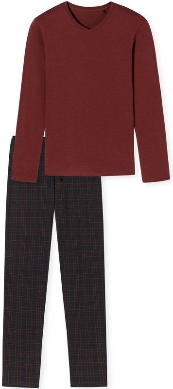 SCHIESSER - Fine Interlock - Pyjamaset - Terracotta - Heren Pyjama Lang