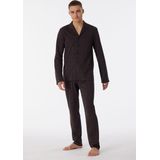 SCHIESSER Fine Interlock pyjamaset, heren pyjama lang interlock knoopsluiting geruit antraciet
