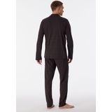 SCHIESSER Fine Interlock pyjamaset, heren pyjama lang interlock knoopsluiting geruit antraciet