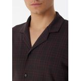 SCHIESSER Fine Interlock pyjamaset, heren pyjama lang interlock knoopsluiting geruit antraciet