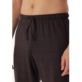 SCHIESSER Fine Interlock pyjamaset, heren pyjama lang interlock knoopsluiting geruit antraciet