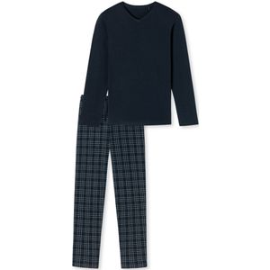 SCHIESSER - Fine Interlock - Pyjamaset - Nachtblauw - Heren Pyjama Lang