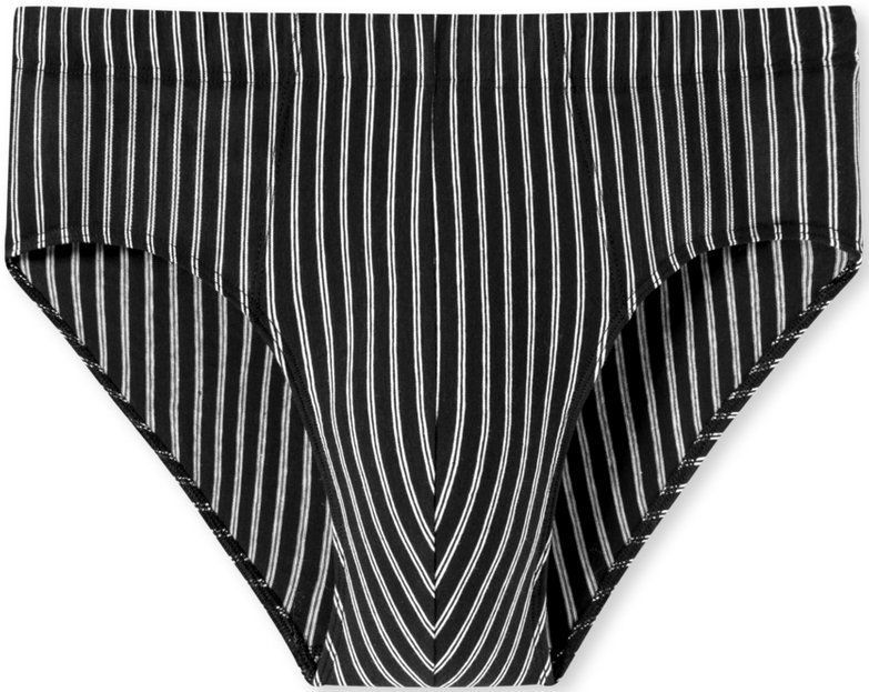 SCHIESSER 95/5 Slip - Zwart - Biologisch Katoen - Gestreept