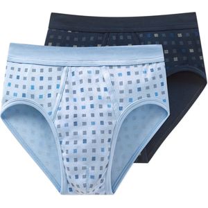 Schiesser - Cotton Essentials - Sportslips - Wit - Donkerblauw - Dubbele Verpakking