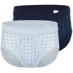 Schiesser - Cotton Essentials - Sportslip - Wit en Donkerblauw - 2-Pack