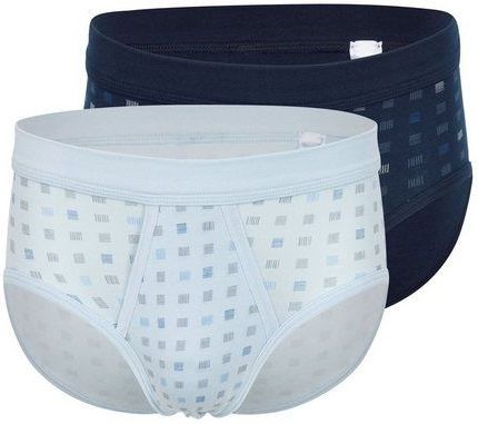Schiesser - Cotton Essentials - Sportslip - Wit en Donkerblauw - 2-Pack