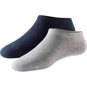 Schiesser dames 95/5 2P sneakersokken blauw & grijs