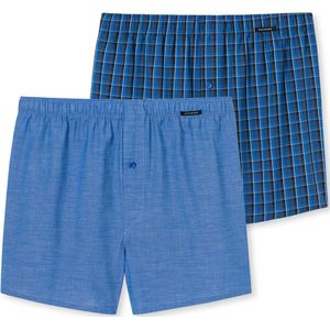 SCHIESSER Boxershorts - Geweven Stof - Koningsblauw Geruit - 2-Pack