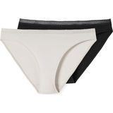 SCHIESSER Cotton Lace slip (2-pack), dames rioslips kant zwart/zand