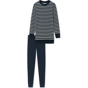 SCHIESSER - Casual Essentials - Pyjama Set - Nachtblauw - Badstof Bovenstuk, Effen Legging met Elastische Tailleband