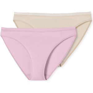 Schiesser - Rio-slip - Roze/Zandkleur - Set van 2 - Cotton Lace met Kantband