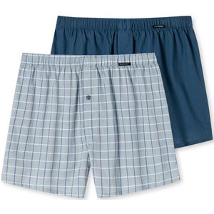 SCHIESSER - Boxershorts Multipacks - Heren Boxershorts - Donkerblauw en Multicolor Ruitpatroon - 2-pack