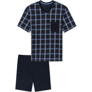 Schiesser - Heren Shortama - Donkerblauw - Katoenen Zomer Pyjama