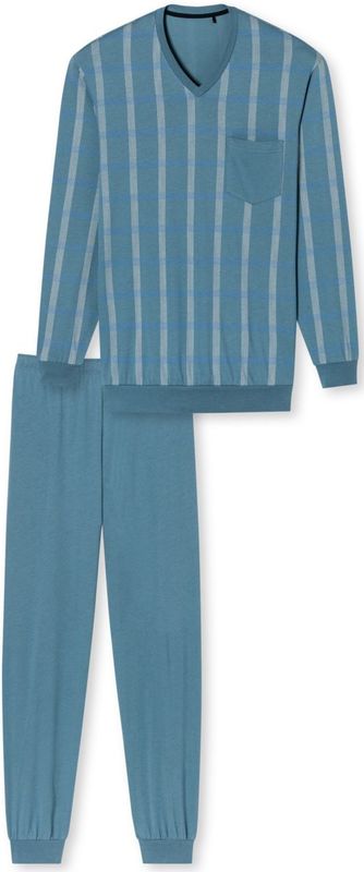 SCHIESSER - Comfort Nightwear - Pyjamaset - Blauw-Grijs - Heren Pyjama Lang