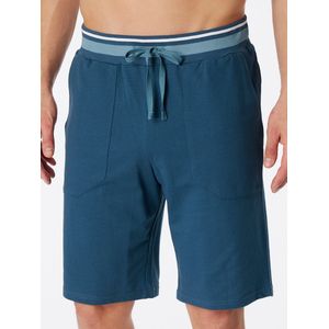 SCHIESSER Mix+Relax loungebroek kort, heren bermuda sweatware biologisch katoen strepen nachtblauw