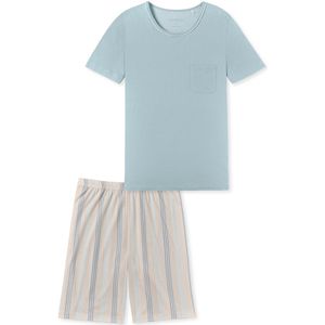 Schiesser dames shortama - Bluebird - Dames pyjama korte mouwen - Korte broek - Zomer pyjama - 42 - Blauw