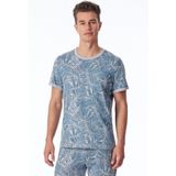 SCHIESSER Mix+Relax T-shirt - heren shirt korte mouw organic cotton leaves grijs-melange
