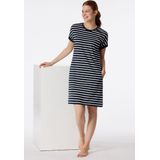 SCHIESSER Casual Essentials T-shirt, dames slaapshirt korte mouw strepen blauw-grijs